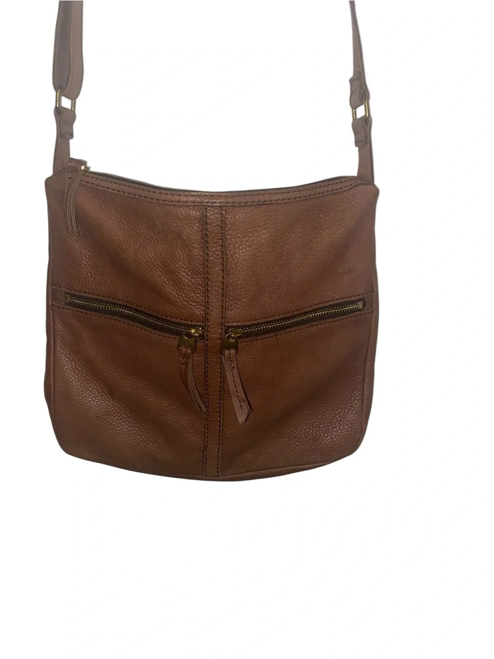 Fossil Erin Crossbody classic pebbled Brown leather Crossbody bag boho western - Picture 10 of 13